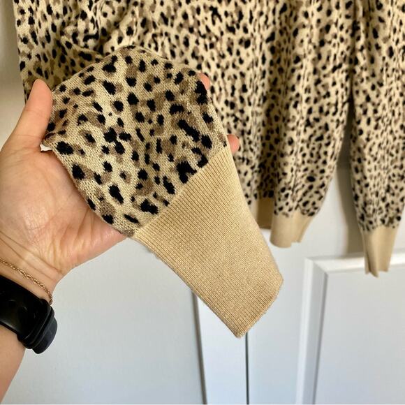 Who What Wear Target Shadow Leopard Boho Prep Casual Crewneck Pullover Sweater - Picture 2 of 6